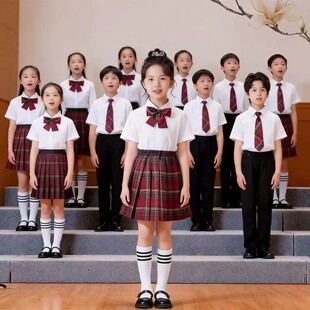 儿童合唱演出服小学生幼儿园爱国诗歌朗诵服装男女童演讲比赛礼服