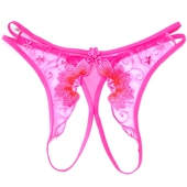 蕾丝刺绣细带低腰情调开衩女内裤 女士性感丁字裤 透明T字裤 186