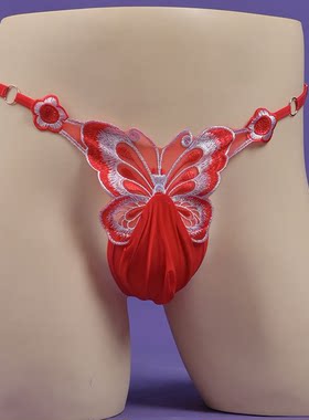 男式丁字裤腰围可调节U凸囊袋性感透明T裤弹力低腰丝袜内裤AT-601