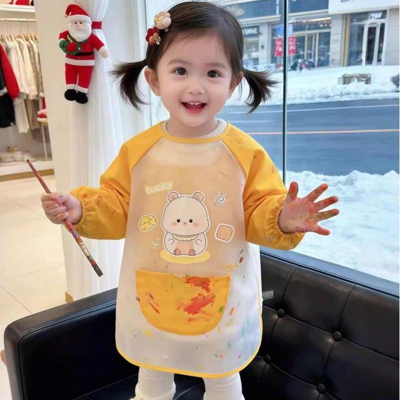 儿童罩衣可外穿洋气反穿可爱宝宝吃饭防水防脏防油男女孩绘画围裙