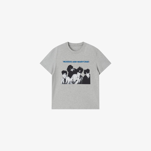 猫与小鼠 26ss人像摇滚乐队巡演印花灰色纯棉短袖T恤Vintage Tee