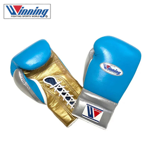 WINNING BOXING职业拳击格斗泰拳比赛训练拳套 蓝银金