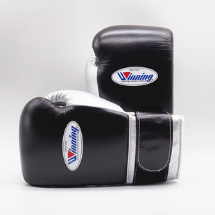 WINNING BOXING高端职业专业拳击泰拳比赛训练拳套手定制款黑银