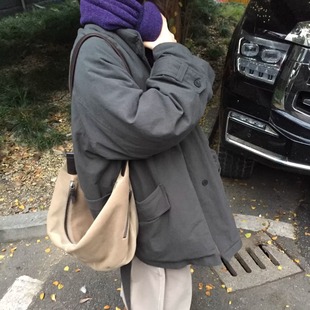 nonoco.2025 小众设计师 水洗做旧棉布 90白鸭绒单排扣羽绒服外套