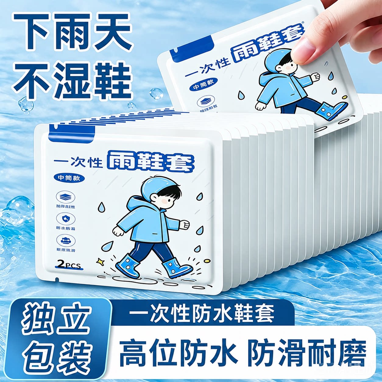 一次性雨鞋套外穿加厚耐磨防水防滑成人儿童户外雨衣防湿便携雨鞋