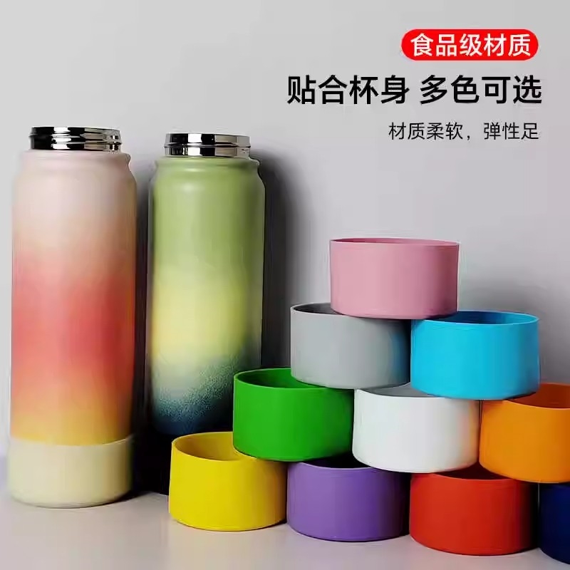 直筒加厚硅胶杯套防滑保温杯保护套隔热防烫玻璃杯水杯套硅胶杯套