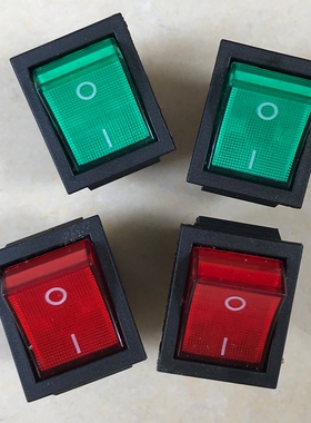 KCD2大尺寸37X29 船型开关4脚带灯耐高温大银触点电源开关40A 50A