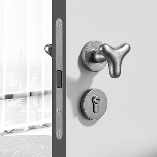 莫兰原创做旧室内卧室古镍色房门锁静音磁吸复古中古包豪斯门把手