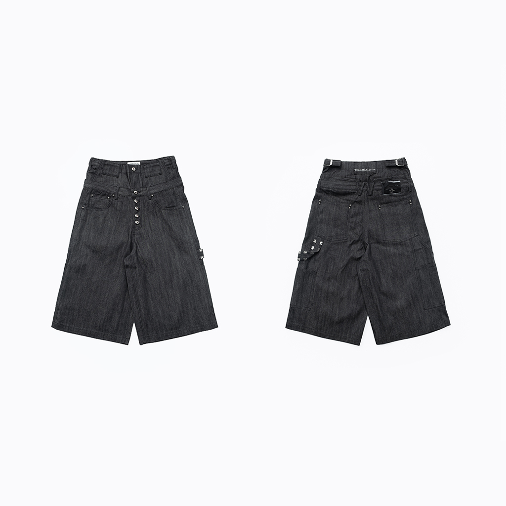 FVVO PunkFreeGuys Patch & Stud Pants自由小子朋克铆钉七分裤