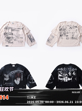 FVVO“SKELETON” broken hole T-shirt 朋克骷髅印花长袖