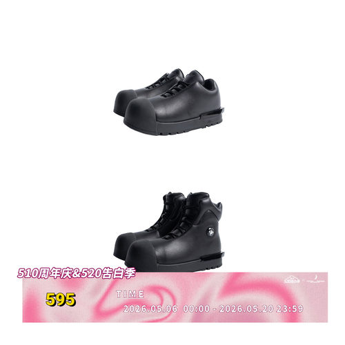 R/F BLACK Architectural Round-Toe Combat Boots 黑色厚底靴