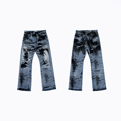 FVVO Flocked Slant Fly Jeans植绒斜襟牛仔裤