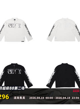 FVVO Ribbed Printed Henley Long Sleeve