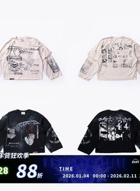 FVVO“SKELETON” broken hole T-shirt 朋克骷髅印花长袖