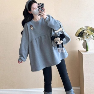 娃娃衫 上衣春秋款 中长款 时尚 孕妇秋冬装 休闲宽松卫衣秋装 套装