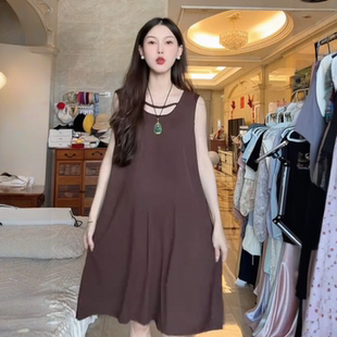 简约时尚 法式 孕妇大码 背心连衣裙中长款 潮 孕妇装 韩版 2025夏季