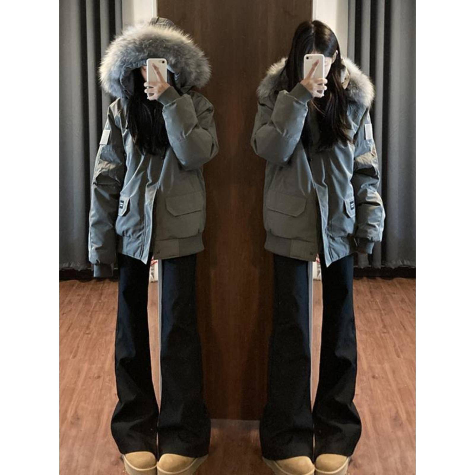 工装派克服棉服女2025新款韩系大毛领棉衣冬季加厚小个子棉袄外套