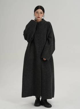 SRYS AME气质高级感长款立领羊毛大衣双面毛呢外套秋冬装新款女装