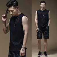 Ngụy trang thể thao vest nam thủy triều tập thể dục vest vai nam cotton mùa hè bóng rổ hip hop cá tính xu hướng áo thun không tay - Áo vest cotton các kiểu áo ghi lê nam