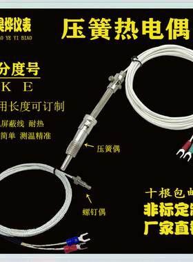 WRNT E型K型纱包线M12压簧式热电偶线 温控仪表探头 测温信号感应