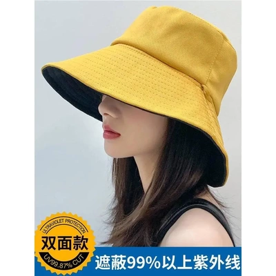 渔夫帽韩版女太阳帽夏天百搭女春秋防紫外线大沿遮阳双面防晒帽子