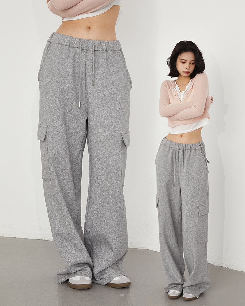 复古多口袋阔腿工装裤