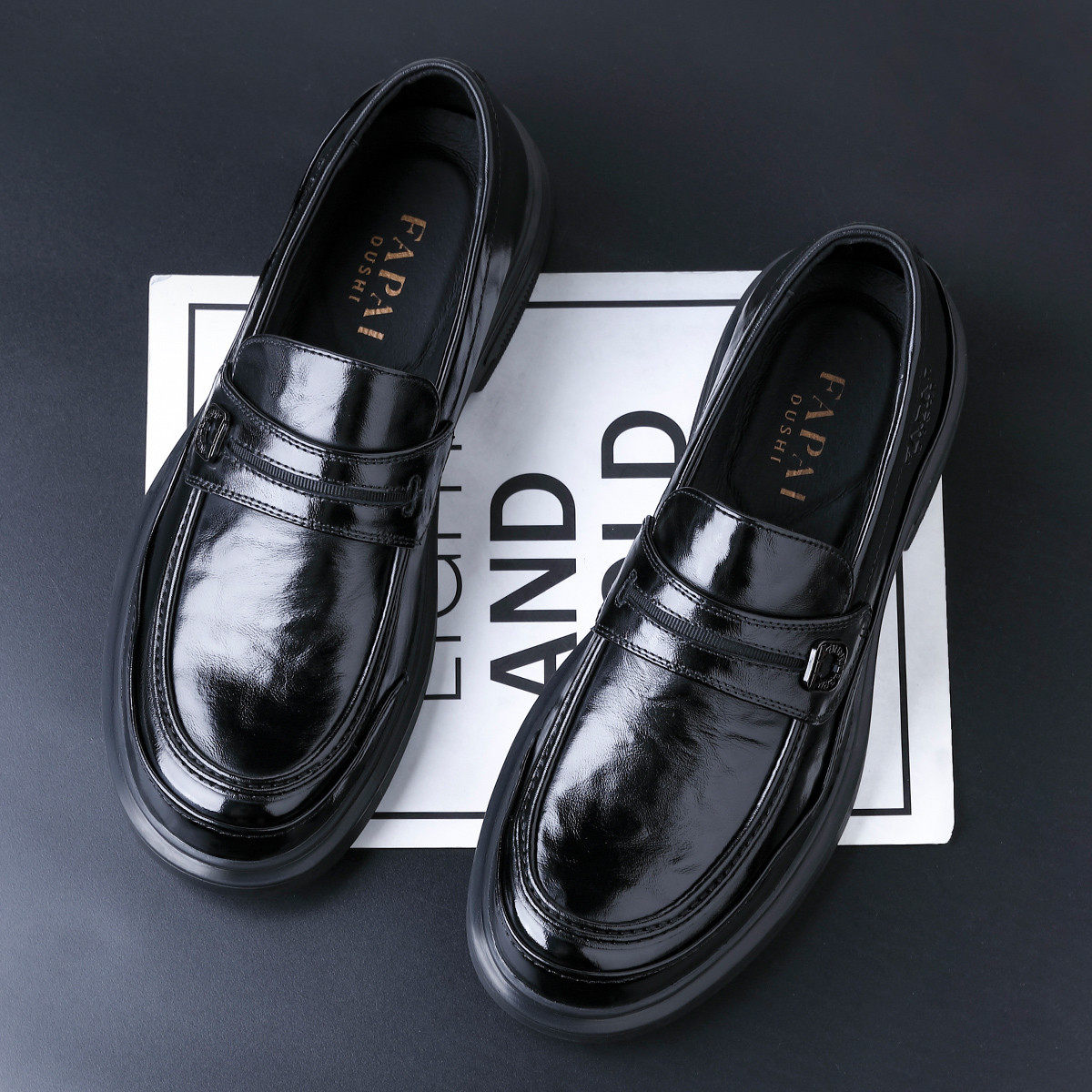 型男之家2026男生商务休闲皮鞋一脚蹬乐福鞋头层牛皮时尚结婚套脚