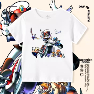 黑猫警长儿童纯棉短袖夏季爆款女童上衣100%棉小学生男孩痞帅T恤