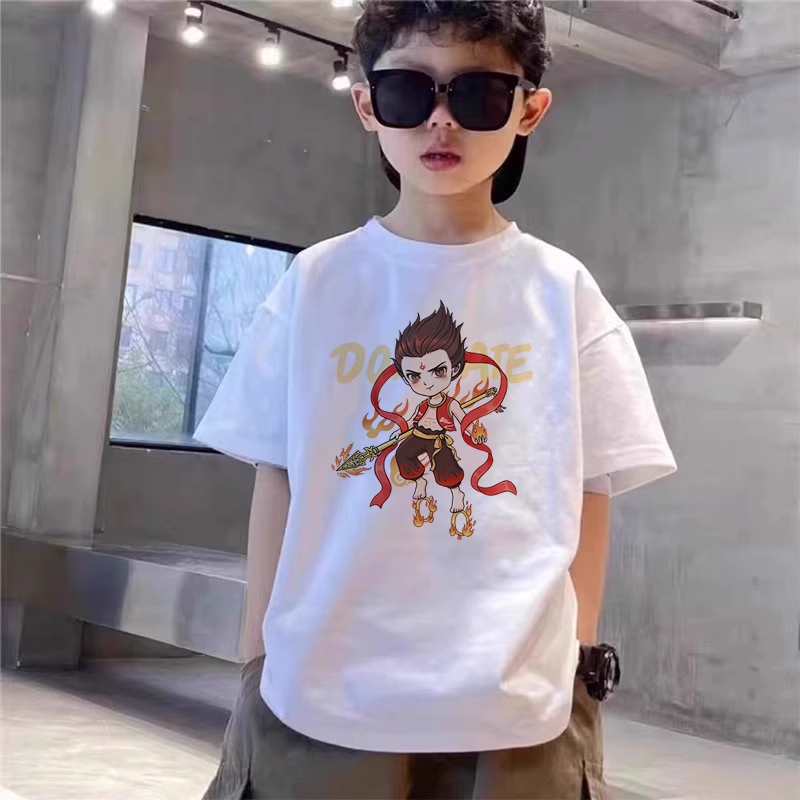 哪吒短袖T恤男童女童夏装纯棉
