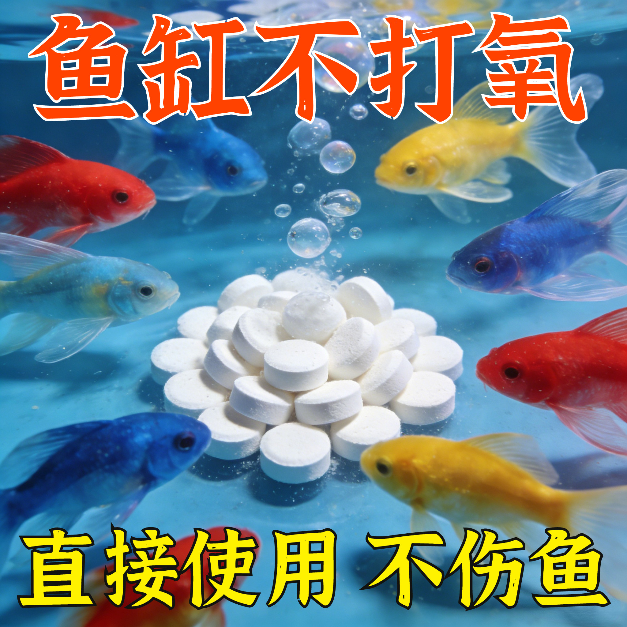 鱼缸氧气片颗粒增氧气泡造景充氧块打氧不用电制氧缓释泡腾鱼呼吸