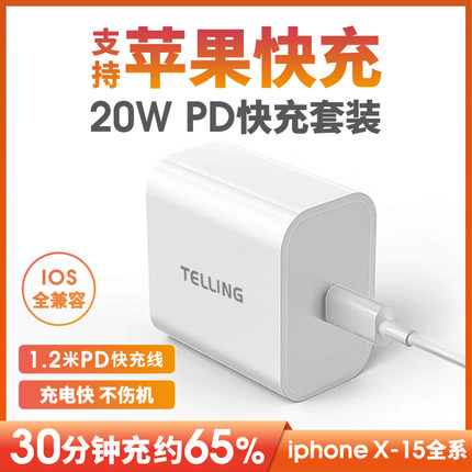 天音快充插头适用于苹果充电器20wpd闪充套装加长快充数据线20瓦适用iPhone15/12/13/14promax手机原装正品3c