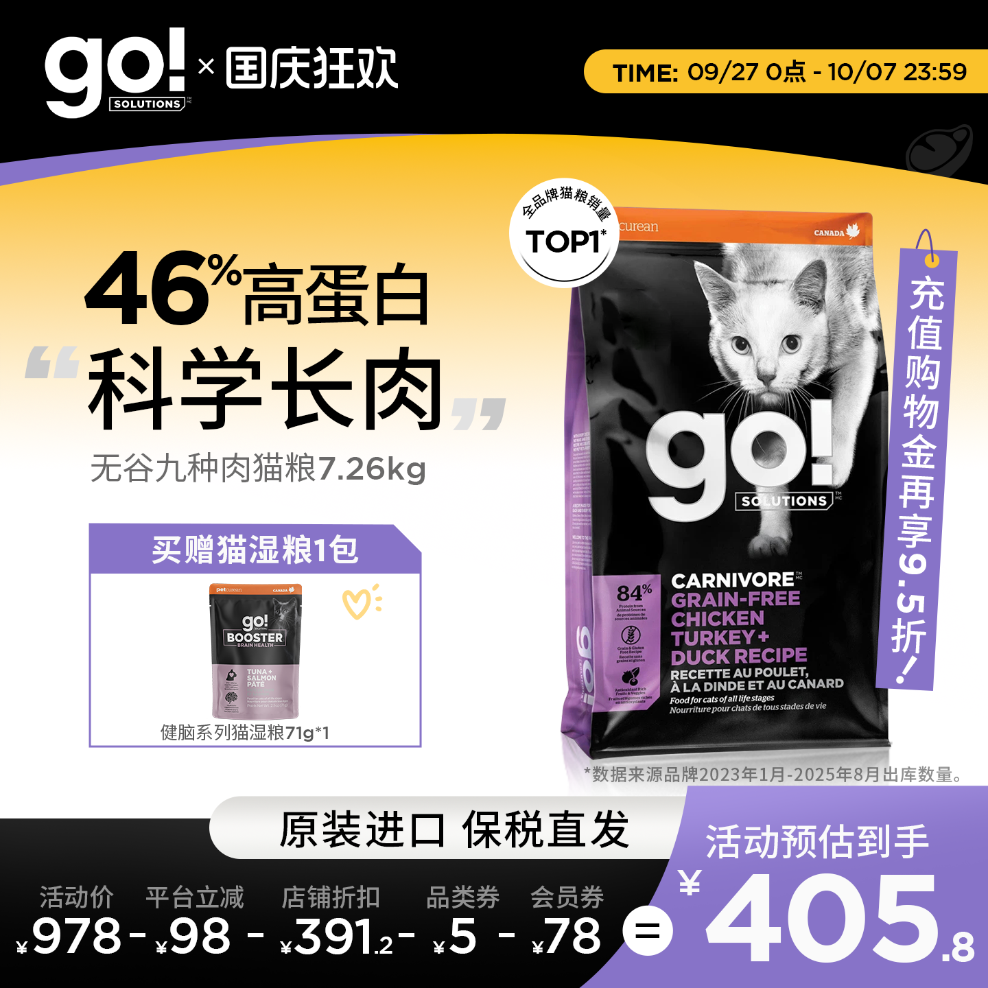 GO全阶段美国进口无谷九种肉猫粮