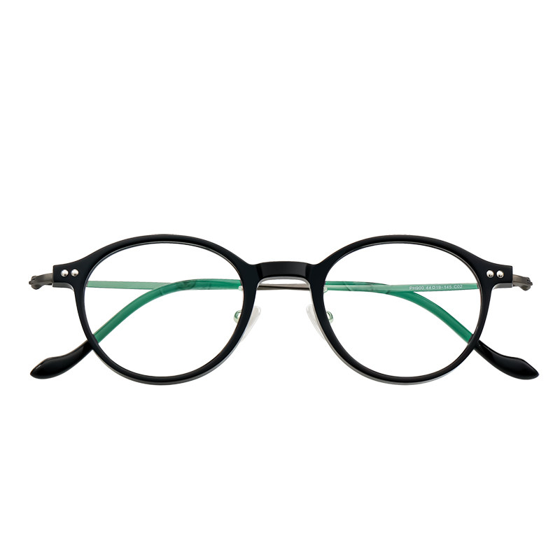 吴德才新款黑框眼镜女款圆形复古近视眼镜架B钛镜腿进口板材镜圈