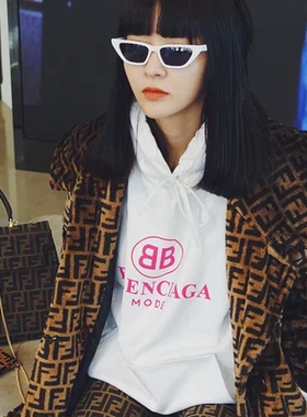 艾米宋 fil小白同款白色红色太阳眼镜女AMBUSH三角猫眼墨镜偏光