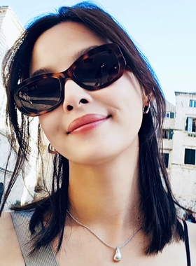 吴德才眼镜 辛芷蕾同款墨镜女玳瑁色窄框宽腿遮阳太阳眼镜偏光