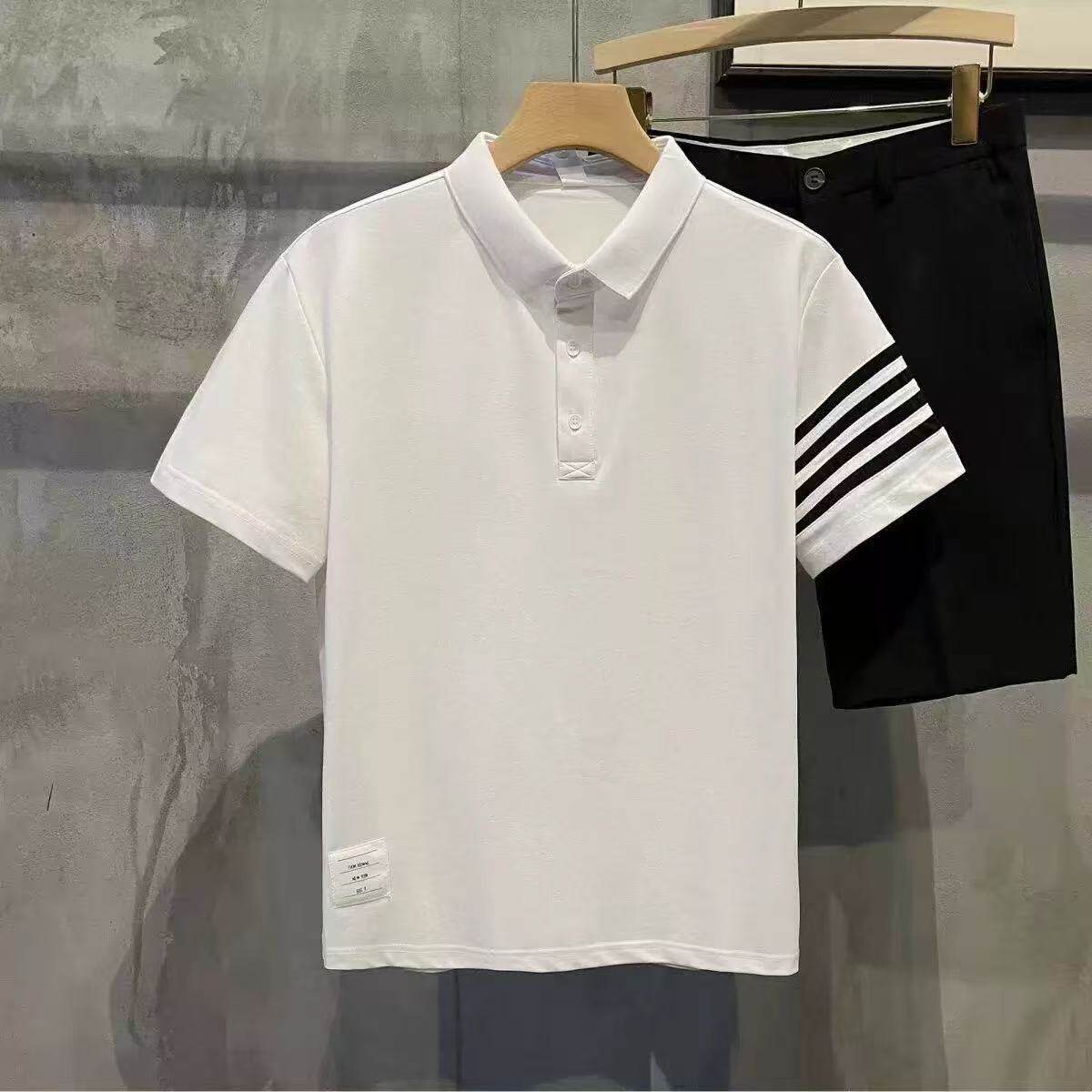 男士2026百搭四杠条纹翻领polo衫夏季新款韩版修身短袖POLO上衣潮