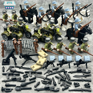 中国马克沁辛重机枪玩具美军士兵抗美援朝志愿军人仔军事积木