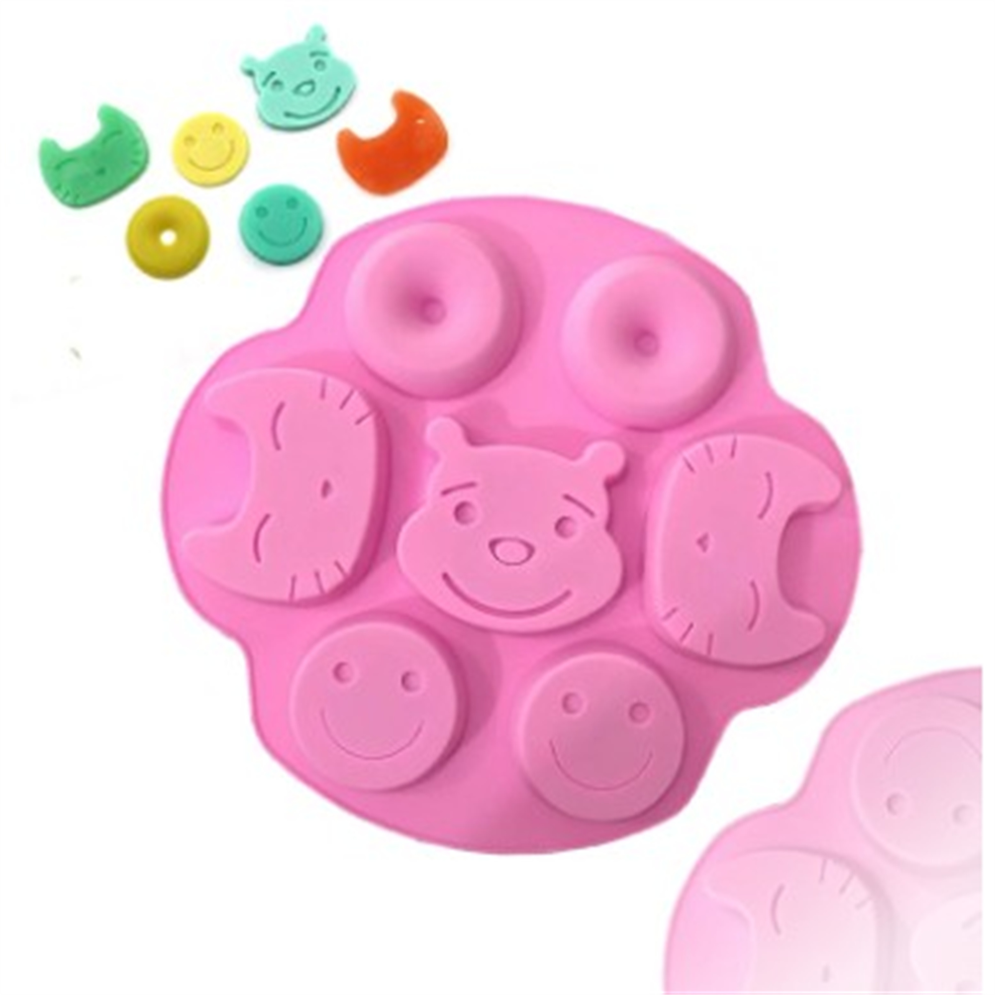 厨房DIY烘焙 7连笑脸熊猫 卡通巧克力模 自制饼干蛋糕模 薄片模