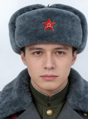 冷战苏联时代复刻俄罗斯乌沙卡棉帽 M69红军之星灰冬帽栽绒雷锋帽