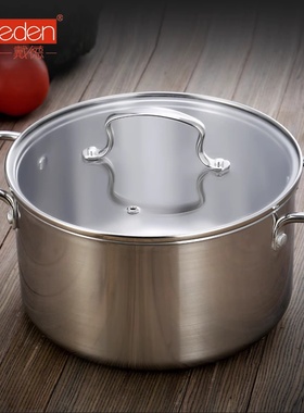 德国Daeden/戴德18/10不锈钢汤锅加厚家用燃气电磁炉适用双耳锅