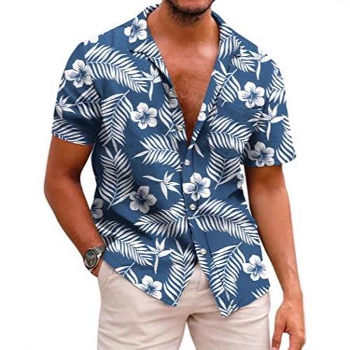 Short sleeved floral shirt men's beach plus men's