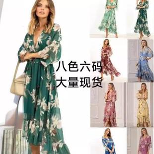 light printed Ladies mature 女士轻熟印花深长裙 deep skirt