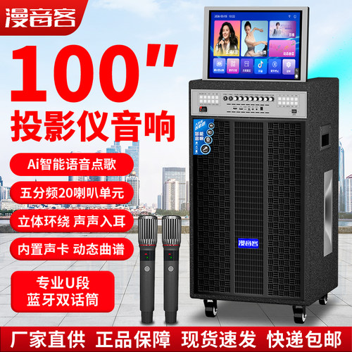 户外投影K歌音响一体机智能KTV音响带投影仪卡拉OK大功率拉杆音箱