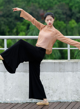 舞蹈服女成人宽松男女阔腿裤民族爵士练功服长裤直筒裤现代舞服装