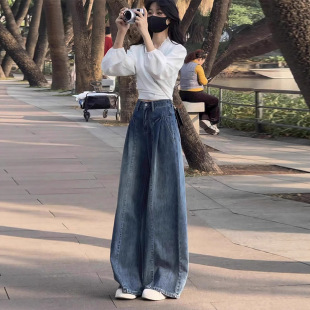 阔腿牛仔裤女款直筒春夏季高腰宽松牛仔阔腿裤女垂感显瘦裤子女款