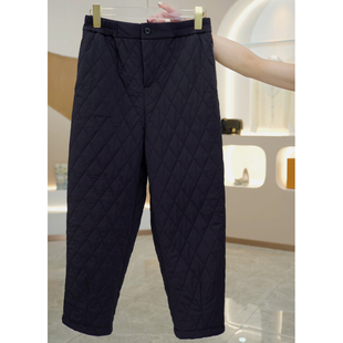 R H 【Bc】秋冬新款复古时尚显瘦菱格休闲设计师款羊绒棉裤24161