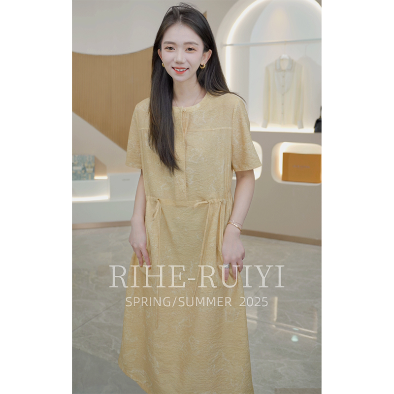 R H 小个子真丝连衣裙女气质宽松新款夏季休闲薄款桑蚕丝T恤裙子