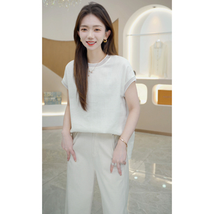 R H 【棉麻】2025年新款时尚气质显瘦休闲圆领棉麻混纺T恤S6521