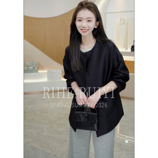 质感老钱圆领32MM重磅丝毛桑蚕丝外套 RH657新款 黑天鹅