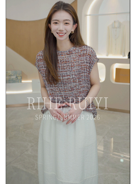 RH【香风泳绉】96135春夏新款复古气质显瘦肌理感印花桑蚕丝T恤